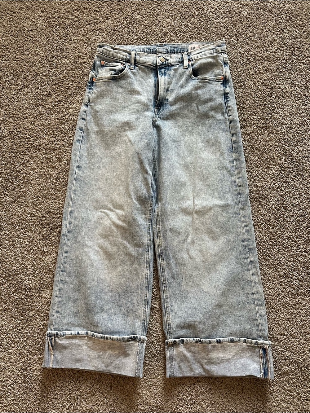 Gap High Rise Stride Cuffed Wide-Leg Jeans